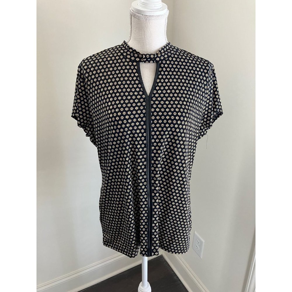 Worthington Black Yellow White Short Sleeve Size XL